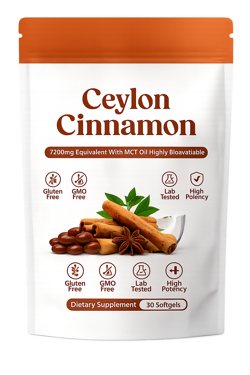 Ceylon Cinnamon 7200mg Equivalent with MCT Oil
